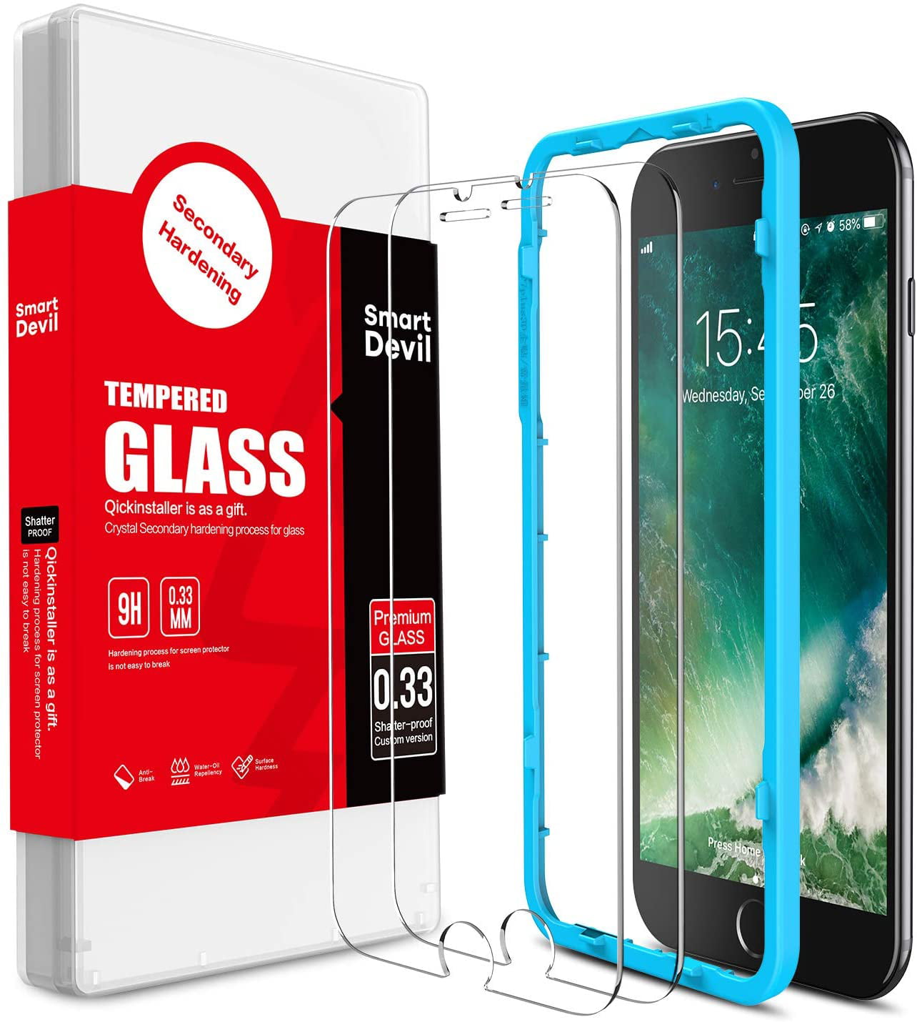 Ultra Thin 1 Pack 9H Hardness Screen Protector Film for Apple iPhone 6 Plus/6s Plus/8 Plus Bear Village® iPhone 6 Plus/6s Plus/7 Plus/8 Plus Tempered Glass Screen Protector Anti Scratches