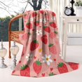 thumbnail image 2 of Pink Strawberry Plants Fruit Blanket,Comfortable Soft Flannel Throw Blanket,All Season,Warm Lightweight Blankets for Sofa Bed Couch Living Room Chair,40"x50"(100x130cm), 2 of 4