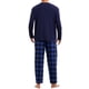 thumbnail image 3 of INSPIRAR CHIC Pijama de Dos Piezas para Hombre de Manga Larga en Color Sólido con Patrón de Cuadros 2XL Azul Oscuro, 3 of 5