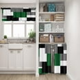 thumbnail image 2 of Green Geometric Kitchen Curtains Checkered Window Curtains and Valances Set 36 Inch, Black Grey White Short Tier Curtain for Kitchen, Modern Abstract Small Kitchen Decor, 2 of 6