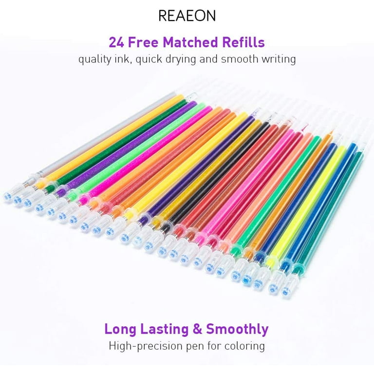 24Set Glitter Gel Pens 40%More Ink Drawing and Doodling for Adult Coloring  Books