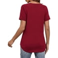thumbnail image 4 of JYLFC Womens Shirts Summer Crew Neck Raglan Shirt Basic Short Sleeve Loose Fit Casual Tunic Tops, Claret L, 4 of 6