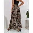 thumbnail image 3 of Women's Leopard Print Smocked Elastic Waist Wide Leg Pants Palazzo Pants, 3 of 5