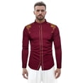 thumbnail image 3 of Camisas Deportivas Hombre Camisa bordada de manga larga de otoño e invierno para hombre Camisas casuales con botones ajustadas (Red, XXL), 3 of 4