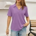 thumbnail image 5 of WULMLEO Plus Size Collared Polo Shirts Summer Short Sleeve V Neck Business Tops for Women Purple Pink S, 5 of 5