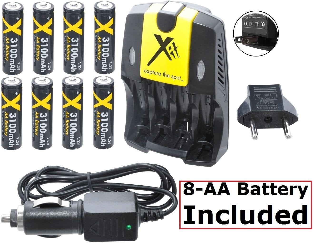 110/220V Home & Car Charger With 8 AA (Eight) Battery For Kodak