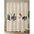 thumbnail image 4 of Beige Christmas Standard Shower Curtain Set, Waterproof Shower Curtains for Bathroom, Santa Xmas Rustic Farmhouse Winter Washable Fabric Cloth Bath Curtain for Bathtub with Hooks 72x72 Inches, 4 of 6