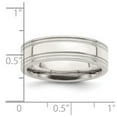 thumbnail image 5 of Sterling Silver 6mm Polished Flat Milgrain Grooved Edge Fancy Band Size 10 QWB114, 5 of 6