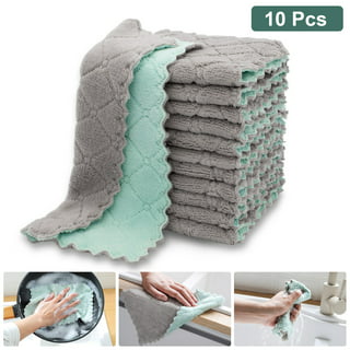 HOMEXCEL Dish Towels 12 Pack,Premium Kitchen Towels,Super Absorbent Coral  Fleece Dishtowels, Nonstick Oil Washable Fast Drying Kitchen Cloth Rags