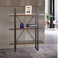 thumbnail image 3 of Davee 3-Tier Display and Etagere Bookcase in Antique Walnut Wood Color and Black Frame, 3 of 7
