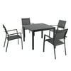 Hanover Naples 5-Piece Square Outdoor Dining Set | Aluminum Patio Table and Chairs Set for 4 | Modern, Rust-Resistant Material with Stylish Gray Fabric and Matte Black Frames | NAPLESDN5PCSQ-GRY
