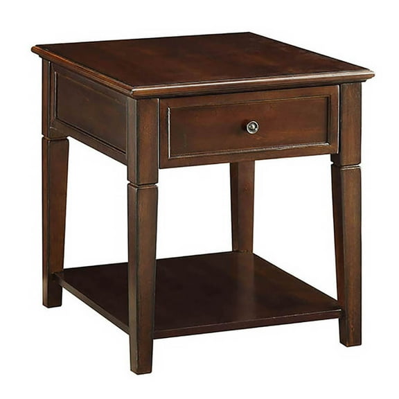 Nmkwnr Wood End Table with Bottom Shelf, Modern Beside Table for Living Room, Office