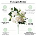 thumbnail image 4 of White Artificial Peony Bouquet, 5-Head Silk Fake Flowers for Wedding Bridal Valentines Home Centerpiece Decor, 4 of 8