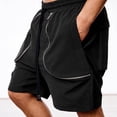 thumbnail image 7 of Besolor Men's Summer Cargo Shorts Drawstring Elastic Waist Wide Leg Casual Loose Workout Athletic Short Pants with Pocket(Large,Black), 7 of 7