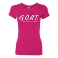 thumbnail image 2 of Wild Bobby, Goat God Over All Things Inspirational/Christian Women Slim Fit Junior Tee, Raspberry, Small, 2 of 6