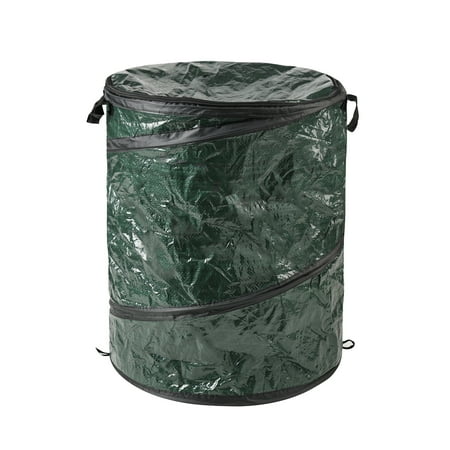 Wakeman 29.5-Gallon Pop Up Outdoor Garbage Can - Collapsible Trash Can for Parties  Yard Waste  Laundry  or Camping Accessories - Green