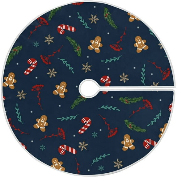 FMSHPON Gingerbread Man Xmas Christmas Tree Skirt Stand Mat for Holiday Party Decoration Indoor Outdoor 48 inches