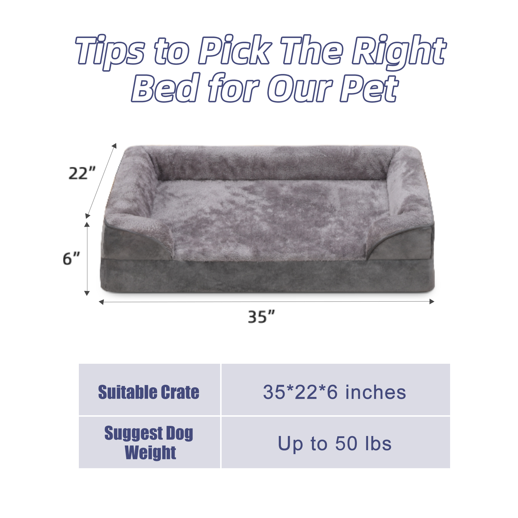 KSIIA Orthopedic Dog Bed for Large Dogs, Gray photo 7