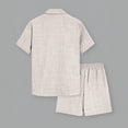 thumbnail image 3 of Men's Summer Beach Outfits 2 Piece Short Sleeve Button Down Shirts with Pocket and Shorts Vacation Sets for Men Beige, 3 of 8