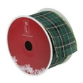thumbnail image 3 of Northlight Shimmering Green and Gold Plaid Wired Christmas Craft Ribbon 2.5" x 16 Yards, 3 of 3