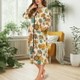 thumbnail image 5 of Yuyamidu Hippie Flowers Zipper Front Robes for Women House Coat Long Sleeve Bathrobe Mushroom Mid-Calf Length Round Neck Robe Loose Long Sleeve Nightgown Pjs Size XL, 5 of 7