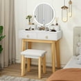 thumbnail image 2 of CHARMAID Vanity Desk with Mirror and Lights, White Makeup Vanity Desk with 4 Drawers, 3 Color Lighting Modes, Adjustable Brightness, Modern Dressing Table with Vanity Stool for Girls Small Bedroom, 2 of 7