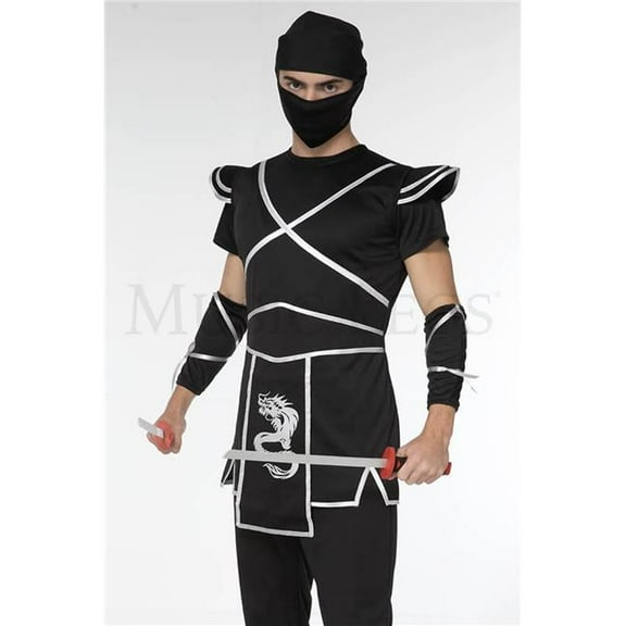 Sky Hosiery 76609-BLACKSILVER-XL Ruthless Ninja Costume, Black & Silver - Extra Large - 5 Piece