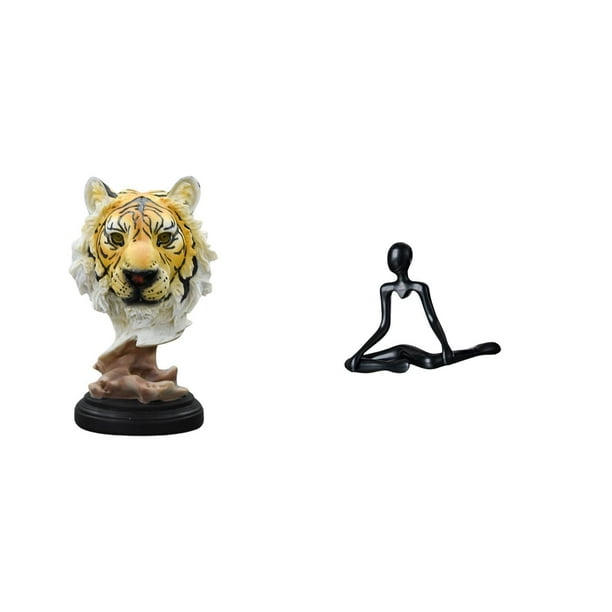 Escultura de mesa,Escultura de cabeza de tigre,estatua moderna de mesa,Figura decorativa de cabeza de animal de resina para escritorio,Figura de escritorio,Escultura abstracta de pensador para