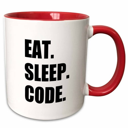 

3dRose Eat Sleep Code - computer coder. Programmer. love to program. Coding - Two Tone Red Mug 11-ounce