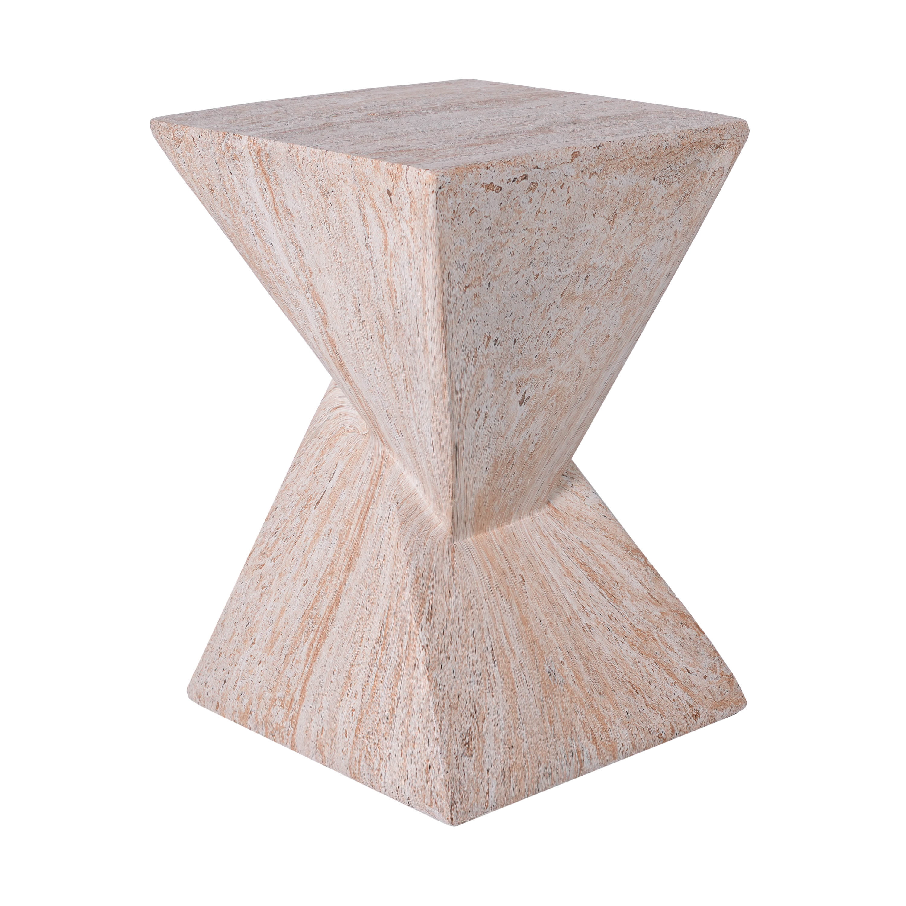 Mintazer 18.5"H Twisted Hourglass Concrete MGO Side Table, Indoor Outdoor Sculptural Geometric Accent End Table for Living Room Bedroom Patio Garden