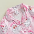 thumbnail image 5 of Toddler Baby Girl Satin Silk Christmas Pajamas Set Long Sleeve Feather Trim Shirt Long Pants 1-15 Years Kids Sleepwear Set, 5 of 7