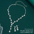thumbnail image 3 of Silver Pearl Bridal Wedding Jewelry Set Rhinestone Necklace Earrings Bracelet Sets Formal Costume Jewelry for Women and Brides, 3 of 4
