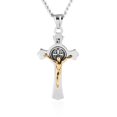 thumbnail image 3 of HZMAN Stainless Steel Saint St St. Benedict Crucifix Cross Pendants Necklace INRI (Gold & Silver), 3 of 7