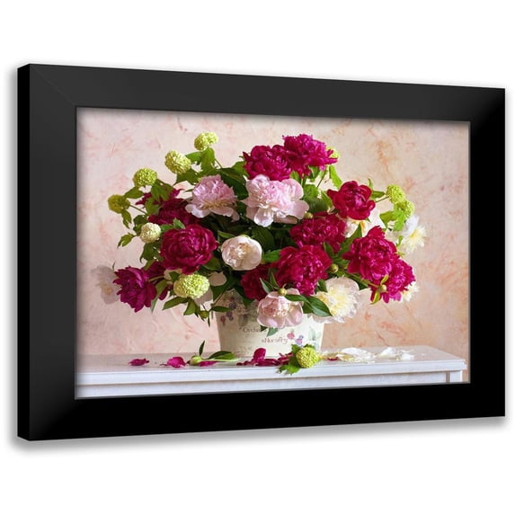 Volkova, Ira 18x15 Black Modern Framed Museum Art Print Titled - Still Life with Peonies