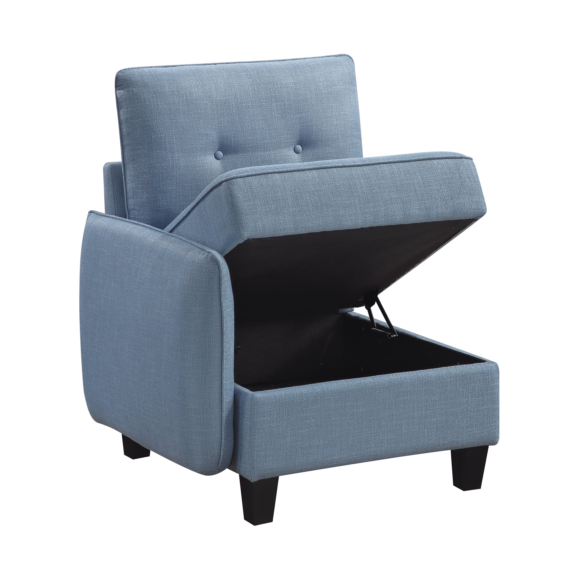 OakvillePark Silvercross Textured Fabric Reversible Chair with One Arm and Storage, Module for Modular Sectional Sofa, Blue