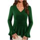 thumbnail image 3 of RKSTN Women's Dressy Sparkly T Shirts Oversized V Neck Glitter Sparkly Long Sleeve Shirt Top Womens Casual Solid Plus Size Sequined Loose Fits Comfy Tee Party Club Night Blouses Fall Spring Clothes, 3 of 10