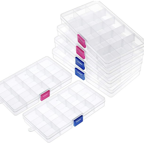 TRIANU 6 Pack Jewelry Organizer Box for Earrings, Clear Plastic Bead