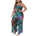 thumbnail image 4 of Mono de tirantes ajustables sin mangas para mujeres de talla grande CURVY GLAM, con pantalones largos elásticos, 4X, azul lago, 4 of 6