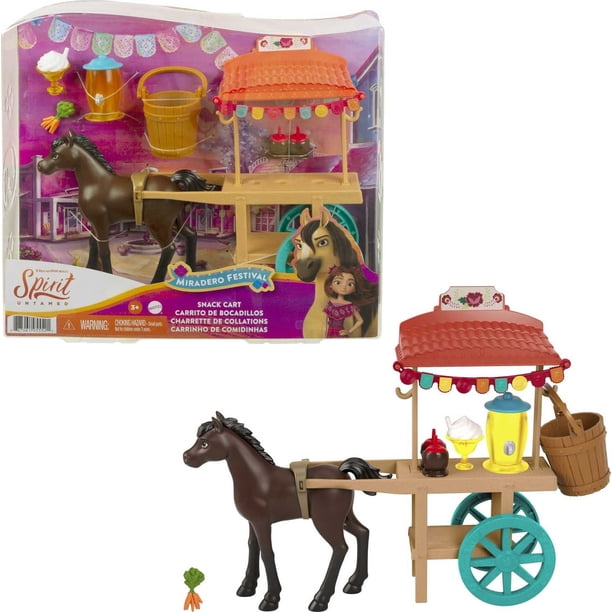 Carrito de aperitivos Mattel Spirit Untamed Miradero con poni y Acc