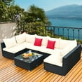 thumbnail image 1 of Gymax 7PCS Rattan Patio Conversation Sectional Furniture Set w/ Cushion Pillow, 1 of 10