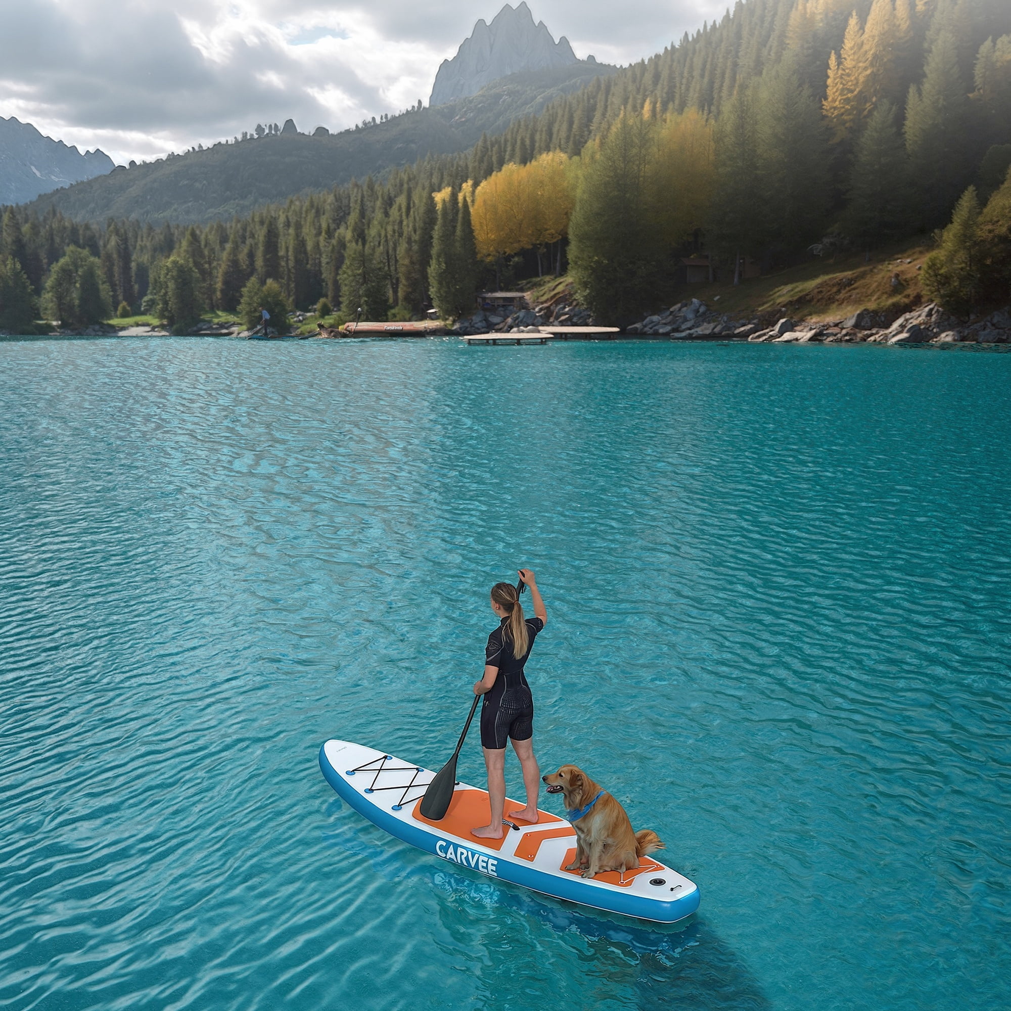 Garvee Inflatable Stand-up Paddle Board, 10.6' x 32'' x 6'', Manual Pump, Camera Mount, Orange