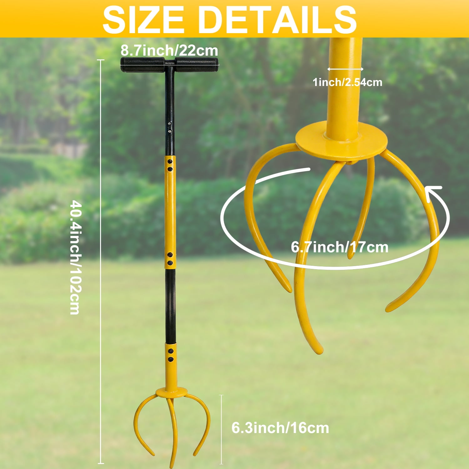Garden Hand Tiller with Ergonomic Handle, Steel Cultivator Tiller Lawn Aerator Soil Lossener Manual Twist Tiller for Gardening