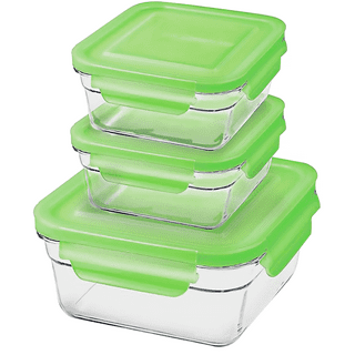Glasslock] 17oz/490ml Square Food Storage Containers, 6-Pcs Set