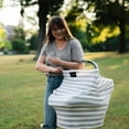thumbnail image 2 of Cream and Grey Stripe 5-in-1 Nursing and Car Seat Cover, 2 of 5