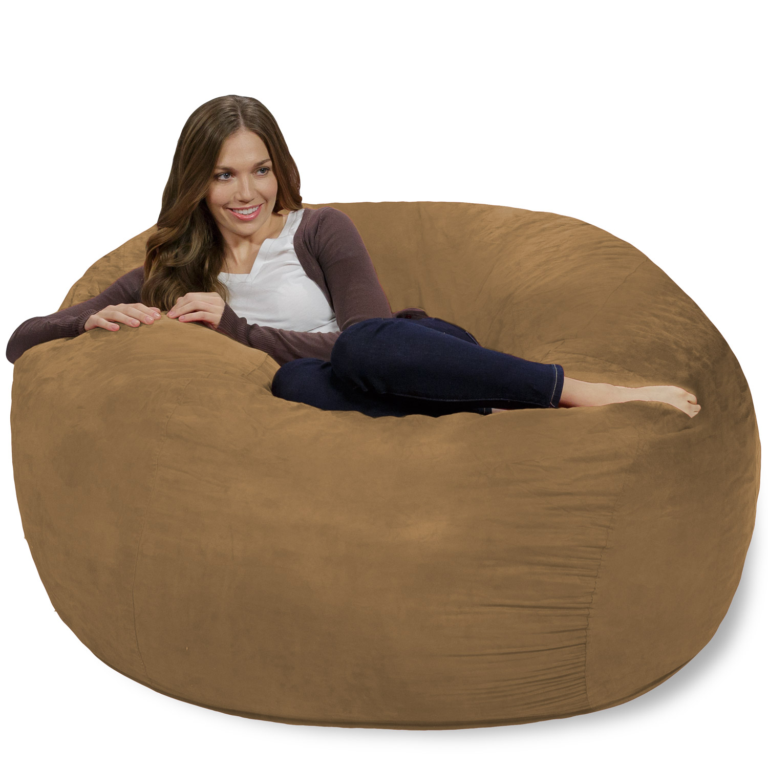 Chill Sack Bean Bag Chair, Memory Foam Lounger with Microsuede Cover, Kids, Adults, 4 ft, Earth