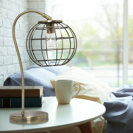 Lalia Home Arched Metal Cage Table Lamp, Antique Brass