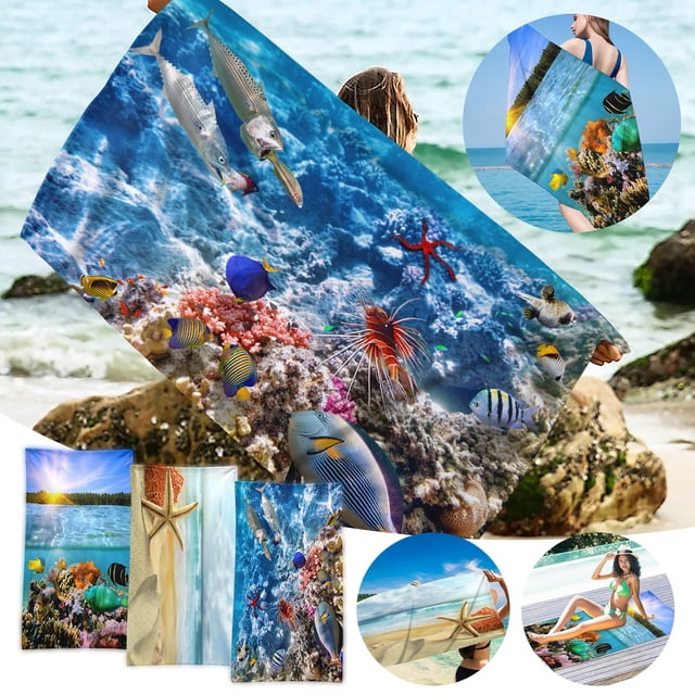 Fiudx Toalla de Playa de Microfibra, Ultraligera y Resistente a La Arena, de Secado Rápido, Perfecta para Piscina, Viajes y Camping. Diseño Compacto, Tamaño 30 X 60 Pulgadas, Suave y Absorbente, de S