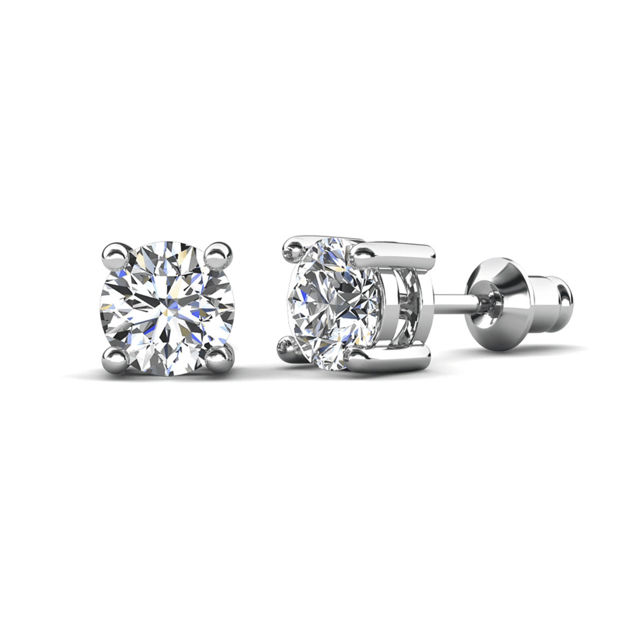 Cate & Chloe Mia 18k White Gold Plated Stud Earrings with 2ct Simulated Diamonds Gift for Women