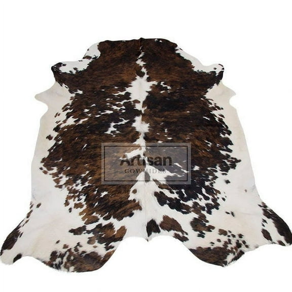 Tricolor Cowhide Rug XL - Size: XL (7'x6' Ft)- Premium Tricolor Cowskin Rug