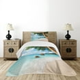 thumbnail image 4 of Ambesonne Beach Quilted Bedspread Set 2 Pcs, Exotic Palm Tree Ocean, Twin Size, Multicolor, 4 of 5